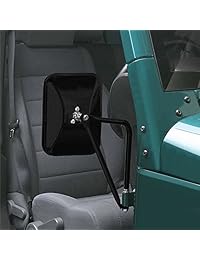 MICTUNING   Espejo rectangular de puertas de aventura para 4 x 4 2007   2018, para Jeep Wrangler JK YJ TJ   1 par, con textura, color negro, Negro