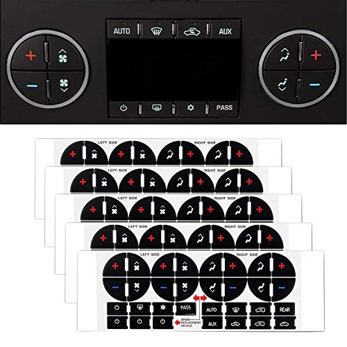 SunTrade 5PCS AC Dash Button Repair Kit,Replacement Stickers for Suburban, Chevy Tahoe, Silverado, Traverse, GMC Acadia, GMC - Fix Ruined Faded A/C Controls - Thumbnail 7