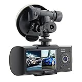 Haoponer 2.7 Inch LCD Car DVR Vehicle Safety Backup Dashboard Dual Camera Recorder Dash Cam 140 Wide Angle with GPS Logger G-sensor Loop Recording