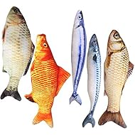 Hapy Shop Catnip Toys 5 Pack - Simulation Fish Shape Realistic Fluffy Catnip Doll Interactive Pets Pillow Chew Bite Supplies for Cat Kitten Kitty