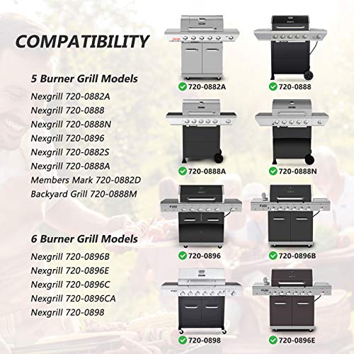 Adviace Grill Replacement Parts for Nexgrill 5 Burner 7200888, 720