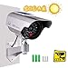 Iseeusee Solar Powered Dummy Surveillance Bullet Fake Camera with Flashing Led-Grey Battery Recharged by Sun, Home or Business, Silver