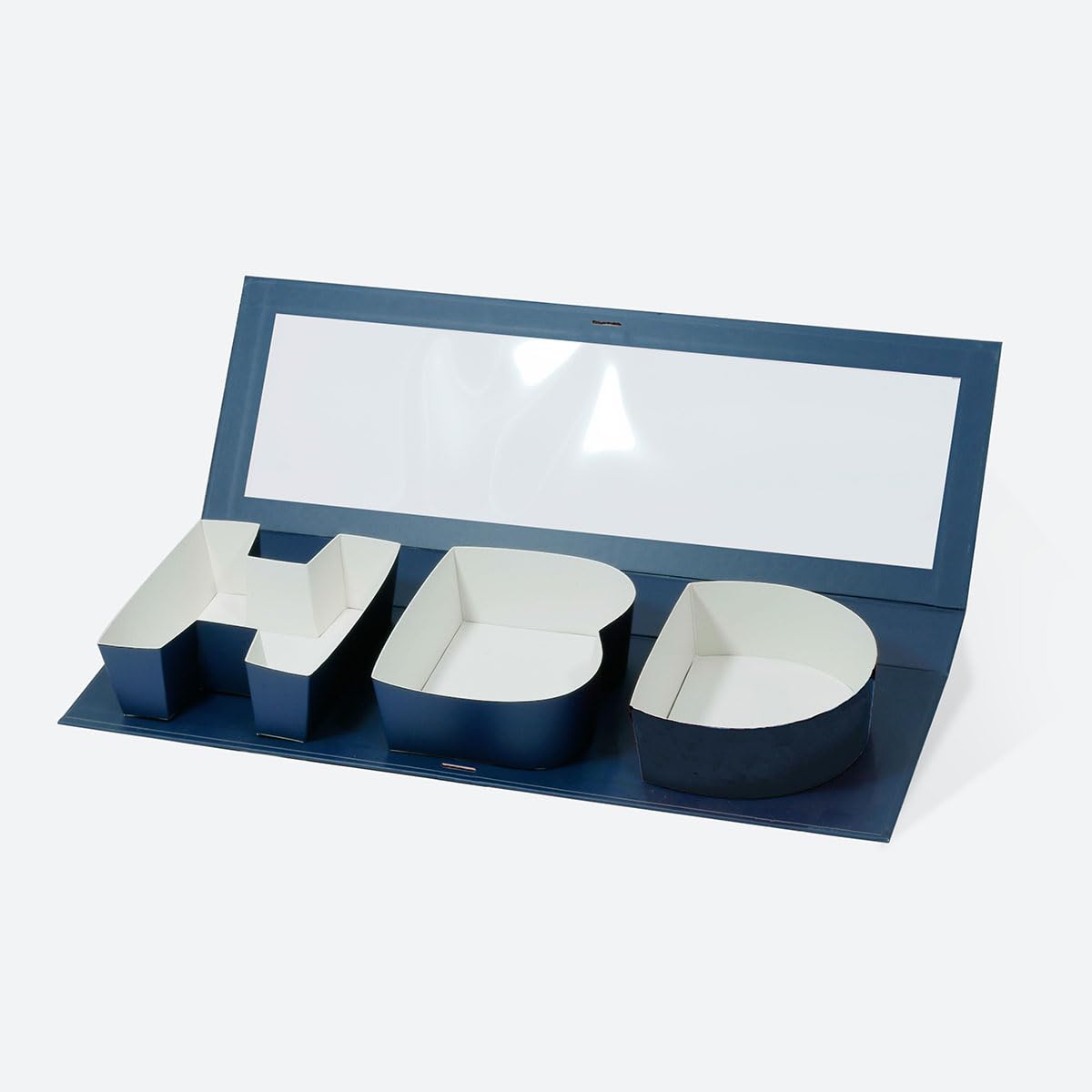 Photo 1 of Geoto 17.3"x6"x2" White/Black/Pink/Navy Blue/Red Gift Packaging Fillable HBD Letter Shaped Boxes, Creative Idea Happy Birthday Gift Wrapping Box(Navy Blue with Window)