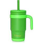 Tronco 14 oz Kids Insulated Tumbler with Handle & Spill Resistant Flexible Straw, BPA-Free Stainless Steel Toddler Cups with Lids, Splash-Proof Kid Drinking Cup Travel Mugs, Easy to Clean