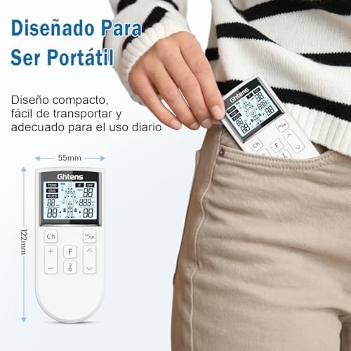 Estimulador Muscular Profissional 5 em 1, 80 Modos de Estimulação Recarregáveis, Com Função TENS/EMS/RUSS/IF/DIY e Massagem, 2 Canais, 16 Intensidade, Para Alívio da Dor (Branco)