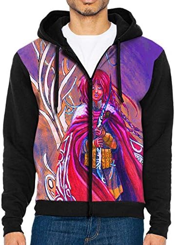 Art Paint Hodur Red Cloak Nordic Mythology Hoodies For Men Sweater Hooded Sweatshirt Zip Fleece