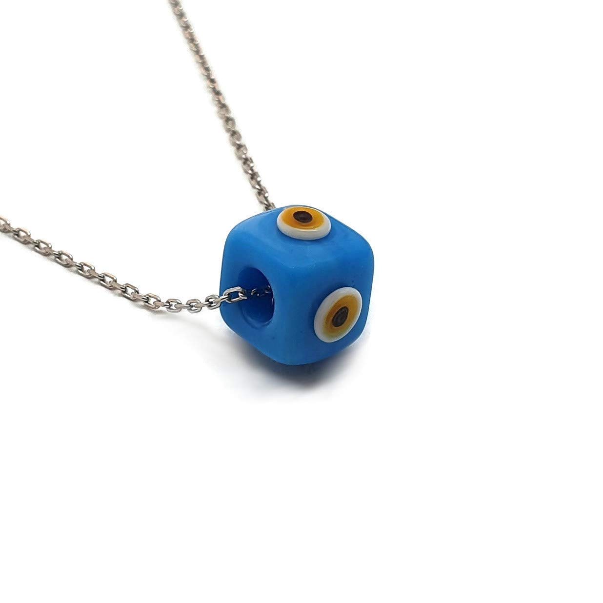 MYSTIC JEWELS by Dalia – Blue Crystal Evil Eye Necklace for Good Luck – 925 Sterling Silver Chain turquoise