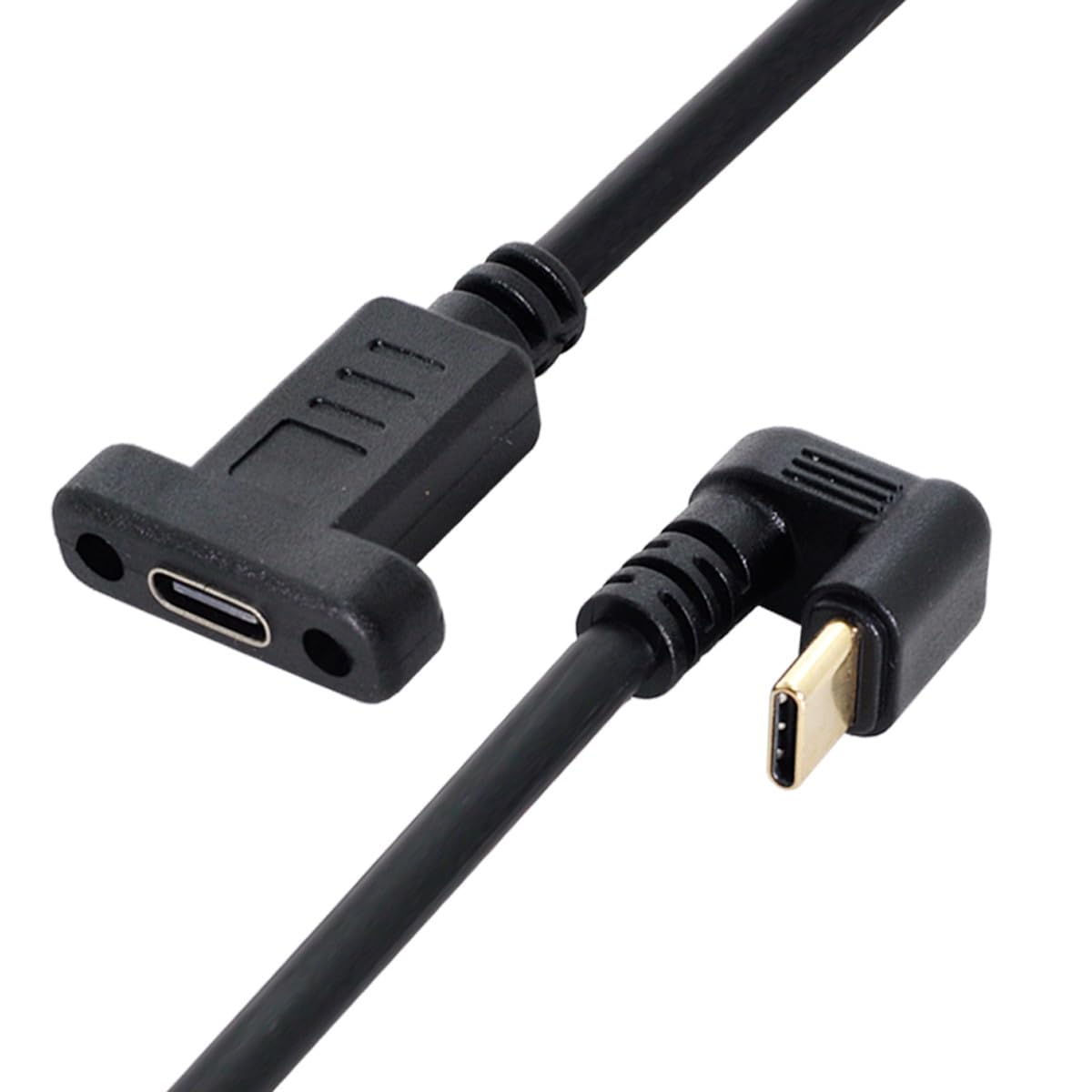 CY Cable 360 Degree Opposite U Shape Back Angled USB-C USB 3.1 Type C Male to Female Extension Data Cable 30cm