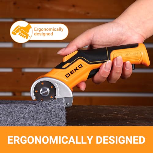 DEKOPRO 3.7 V Electric Scissors for Potatur Cordless Multifunction Cutter Shears – Powerful in Cutting, Ideal for Cardboard, Fabrics, Leather, Carpets and Plastic (Yellow)
