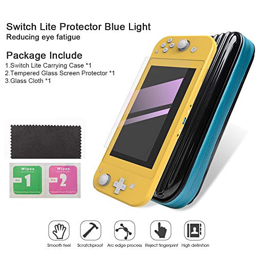 Carrying Case for Nintendo Switch Lite,Anti Blue Light Screen Protector+Soft Lining+Hard Travel Game Cover 2019 with 10 Card Slots for Switch Lite Games & Accessories (Black)