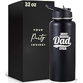 Best Bonus Dad Gifts From Daughter and Son, Tumbler 32 Oz Stainless Steel Insulated Water Bottle, Step Dad Gifts For Fathers Day and Birthday, Coffee Cup with Lid and Straw, Christmas Gift For Stepdad