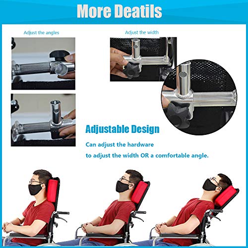MYBOW Wheelchair Neck Support Headrest Padding Portable Head Neck Rest Cushion Back Extension Headrest Pillow for Adults Travel Wheelchair Accessories (16-20" Universal - Black)