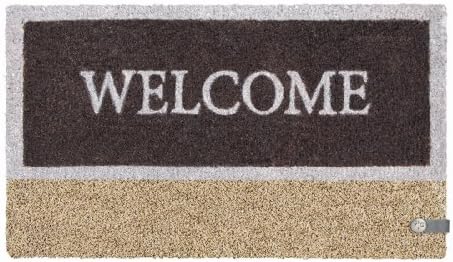Young Generation Shoe Max YH 101392 'Welcome' Doormat Coconut Fibre with Seaweed and Non-Slip Latex Backing 74 x 44 cm Saddle Brown/Wheat by YOUNG GENERATION