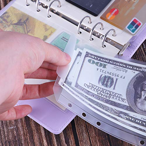 12-Pack A7 Zipless Binder Pockets – Budget Envelopes For Cash Stuffing, PVC Money Organizer (6-Ring Binder)