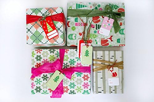 Christmas Family Fun Value Gift Wrap Set (Reindeer/ Birch Trees) - Eco-friendly Wrapping Paper – Reversible - Gift Wrap by Wrappily