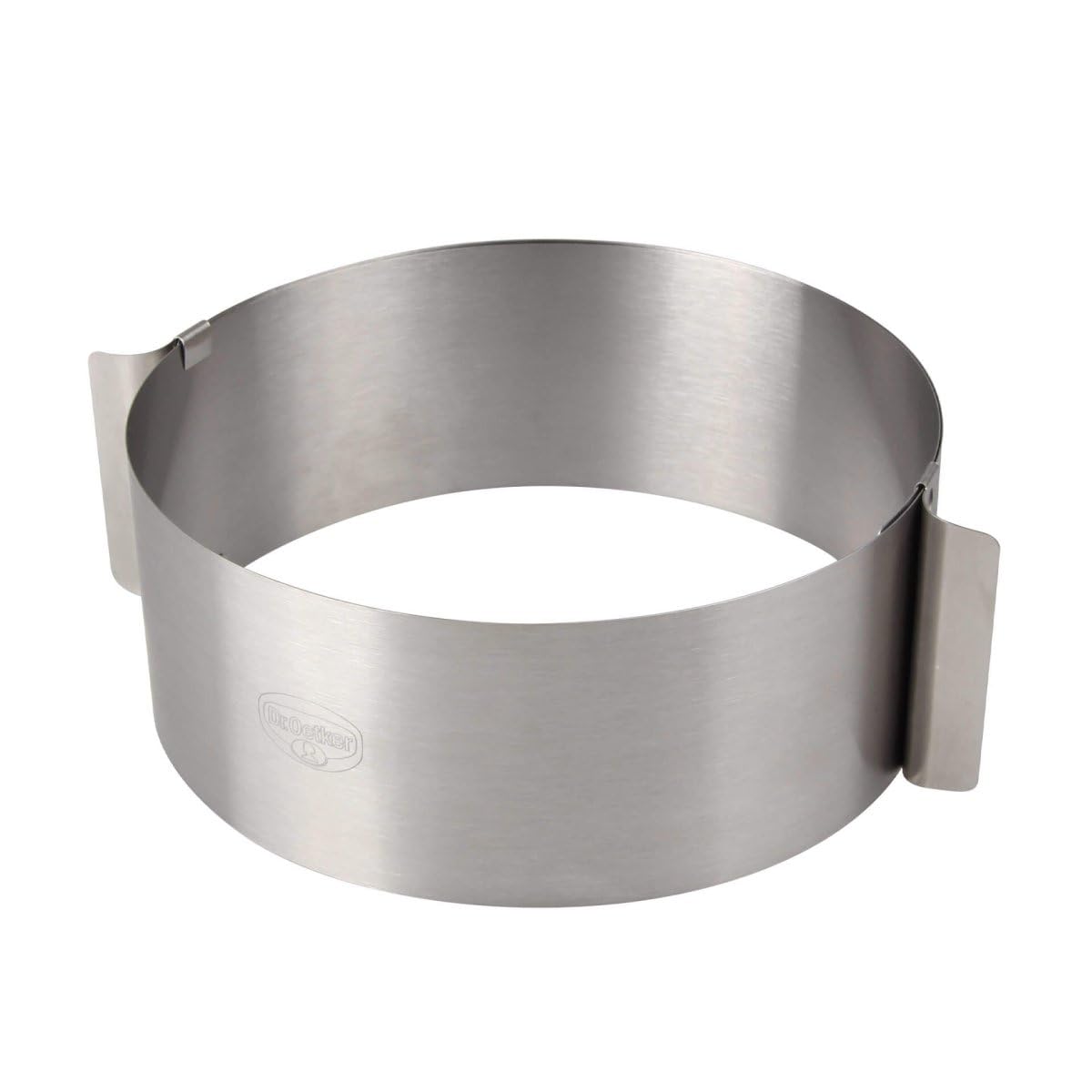 Dr. Oetker Adjustable Cake Ring - Diameter 16-30 cm - Perfect for Layered Cakes - Two Handles for Removing - Colour: Silver - Quantity: 1