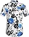 SSLR Men's Button Down Short Sleeve Hawaiian Style Tropical Shirt (Medium, White Blue)