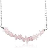 Sunshinegems Rose Quartz Chips Bar Necklace Silver, Polished Raw Gemstone, Healing Crystals, Gift for Her, Birthday, Gemstone Jewelry 18 inch Weight 15 to 20 Approx,
