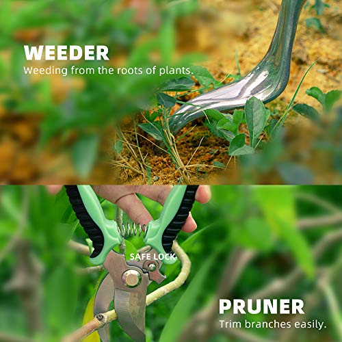 JUMPHIGH Garden Tools Set, 9 Piece Heavy Duty Gardening Tools with Garden Gloves and Garden Tote, Aluminum Outdoor… - Image 4