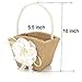 Bodosac 2PCS Burlap Flower Girl Basket Pearl Handle For Vintage Rustic Wedding CeremonySmall white lace