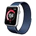 Apple Watch Band 38mm, Smooth Stainless Steel Strap Freely Fully Magnetic Closure Clasp Metal Strap Wrist Band Replacement Bracelet for IWatch Band Series 3 Series 2 Series 1(Blue)