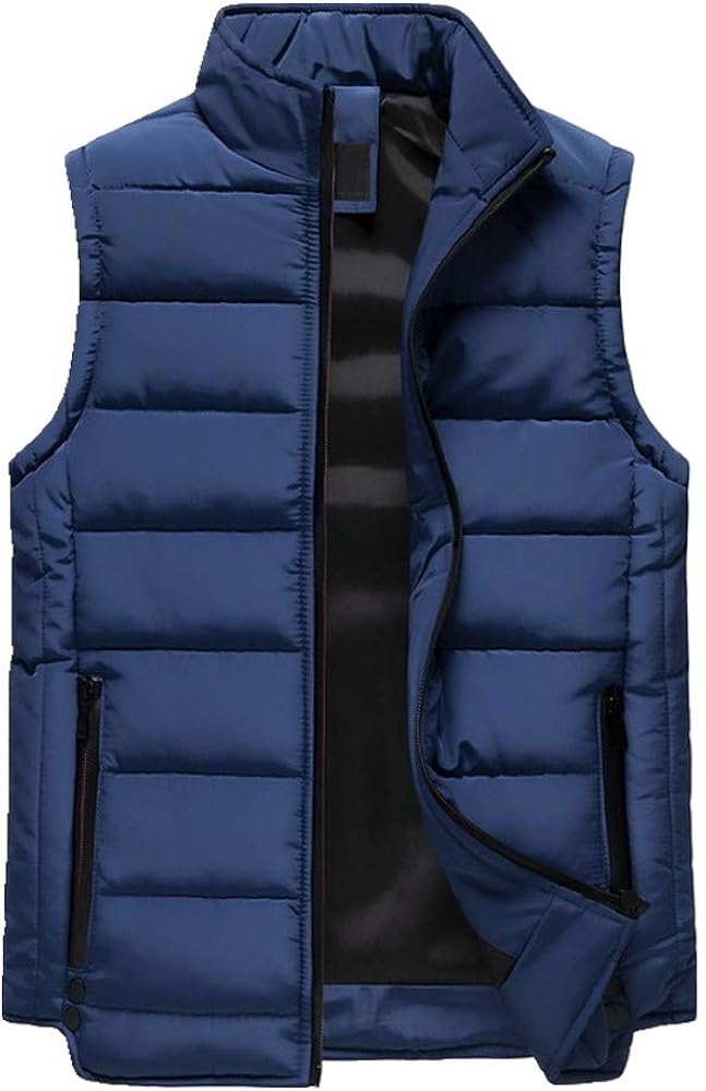 Men's Winter Vest Warm Down Men's Winter Sleeveless Jacket Blue Amazon