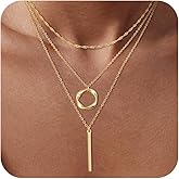 Picuzzy 14K Gold Plated Layered Necklaces for Women Trendy, Stackable Dainty Gold Plated Chain Necklace Layering Beach Cute Fashion Pendant Choker Necklaces Jewelry Set Gifts for Women