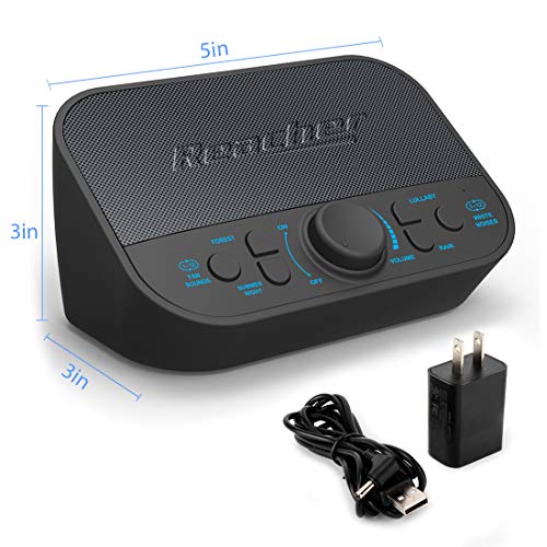 Reacher White Noise Sound Machine- 28 Non-looping Soothing Sounds, High Quality Speaker, Headphone Jack, Memory Function, 4 Timer, Sleeping Therapy for Baby/Kids/Adults/Home/Office Privacy, Black