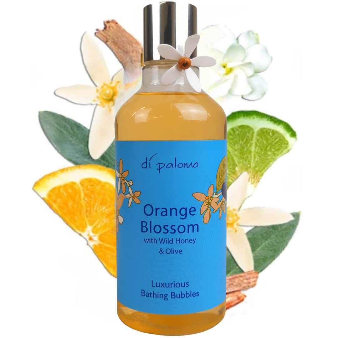 Di Palomo Orange Blossom & Honey Luxury Bathing Bubbles 300ml. Foaming Bubble Bath. Luxury Shower Gel & Body Wash with Nourishing Skin Care. Bath Foam Gifts for Her. Relaxation Gifts for Women.