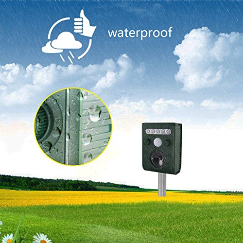 UDGTEE Pest Repeller, Ultrasonic repelleent,Frequency Adjustable,5 Frequency Modes,Waterproof Animal Repeller Deterrent Scarer for Cat,Squirrel,Deer, Skunk,Chipmunk,Rabbit,etc(Batteries Include)