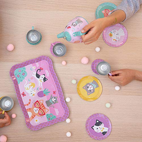 Jewelkeeper 15 Piece Kids Tin Tea Set & Carrying Case Cat Design Pricepulse