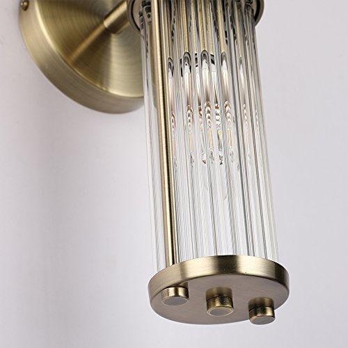 Glass Wall Light Fixture Indoor Antique Bronze ECOBRT Bathroom Vanity Lights Fixtures Beside Mirror Lighting Lamps Up and Down Wall Mounted Light E12 Socket