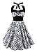 L&ZZ Women's Skull Printed Backless Swing Midi Dress Floral Print Halter Cocktail Dress Plus Size