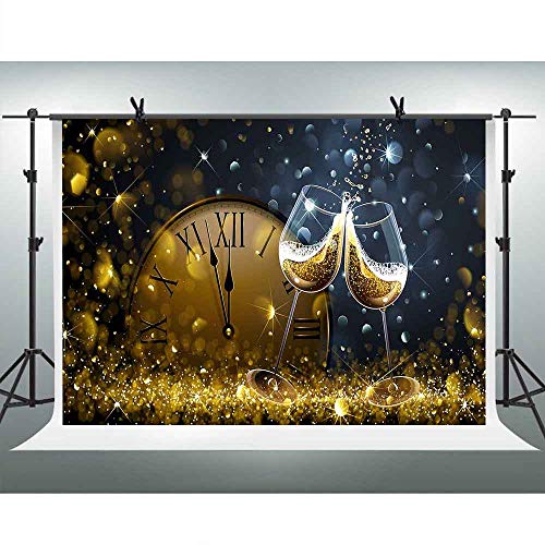 FHZON 10x7ft Golden Shiny Photography Backdrops Clock Glass Bokeh Background Party Theme Wallpaper Photo Booth Props GYFH760