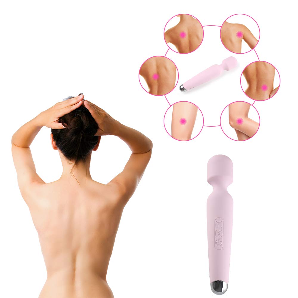 Wireless Wand Massager,New IPX 8 Waterproof Powerful Mini Cordless Wand Massaging with 10 Vibrations and 5 Multi-Speed,getbear Silicone Compact Rechargeable Power Massager (Pink) (Pink)