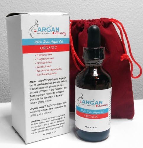 Argan Oil by Argan Luxury -- Pure, Organic, Cold-Pressed -- for Smooth Manageable Hair, Soft Moist Face &amp; Skin and Effective Cuticle Repair