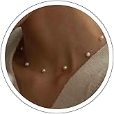 Vacaonio Vintage Pearl Choker Necklace Silver Pearl Necklace Chain Pearl Transparent Collar Necklace Transparent Invisible Chain Necklace Pearl Bead Necklace Jewelry for Women