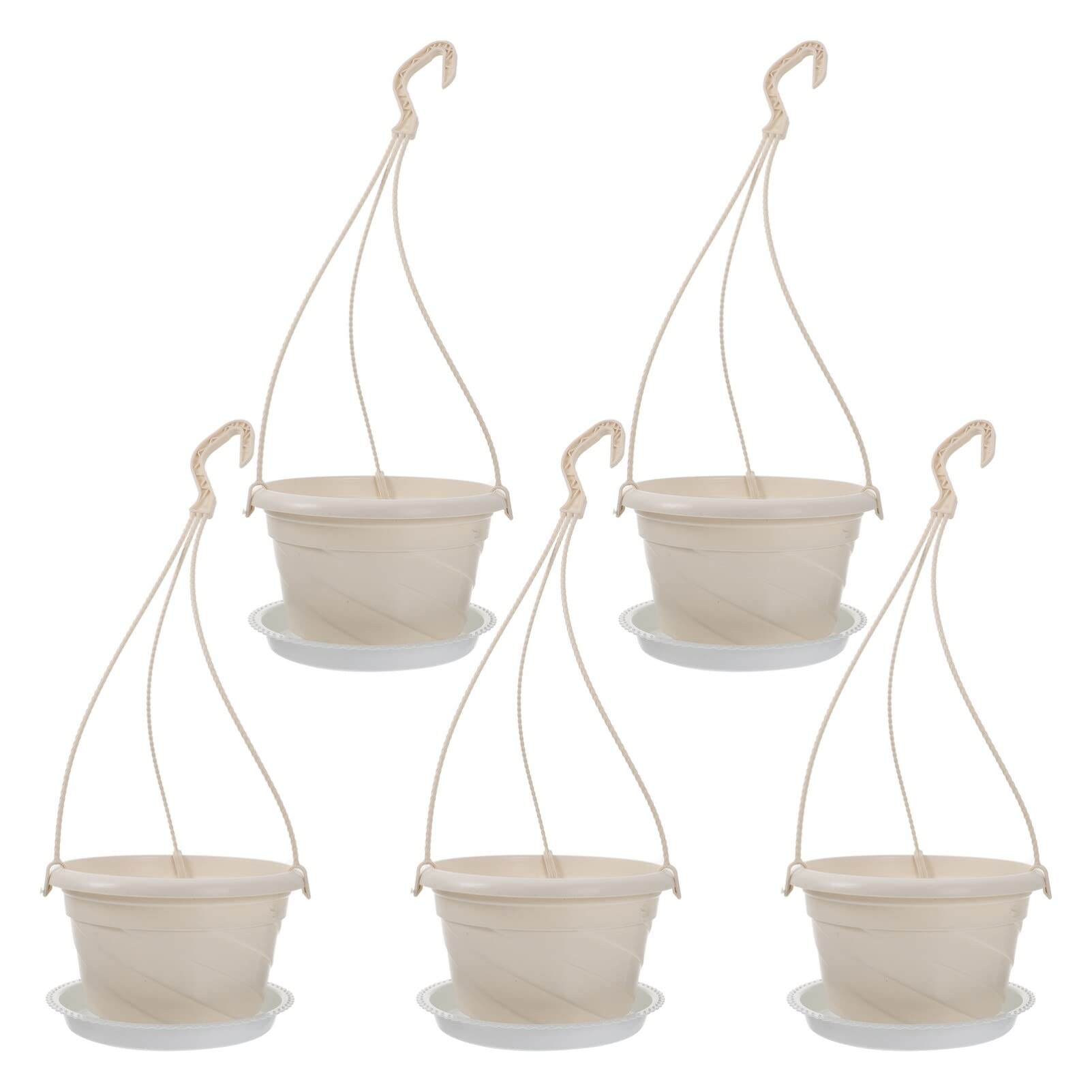 Cabilock 5 Sets Plastic Hanging Planter Hanging Flower Pots Plastic Wall Flower Basket for Indoor Outdoor Ferns Ivy Vertical Plant
