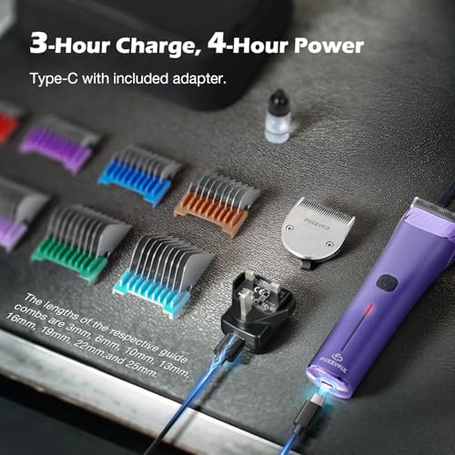 FuzzyFix Dog Grooming Clipper with Replacement Blade, 5-in-1 Adjustable Blade Cordless Pet Grooming Kit 2 Speed Rechargeable Trimmer Hair Shaver with Detachable Metal Combs
