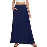 Leafsay Womens Maxi A-line Long Skirt Casual 2025 Elastic High Waist Flowy Skirts with Pockets