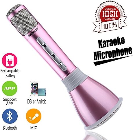 Wireless Karaoke Microphone,Portable Bluetooth Karaoke Player Speaker for iPhone Android , Home KTV Outdoor Party Muisc Playing Singing Anytime (pink)