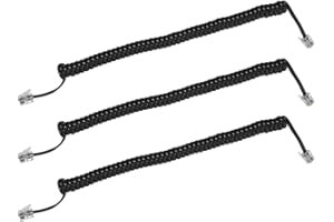 MUCKLILY 3pcs Coiled Telephone Receiver Cords Phone Cord for Landline Phones Sturdy Cable for Office and Home