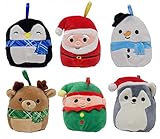 Squishmallows Christmas Holiday Plush Ornament Set (6-Pack)