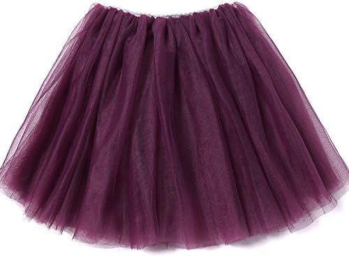 Baby Girls Toddlers Tulle Skirt Super Soft Classic 5 Layers Princess Tutu Skirts (6-8Years, Purple-Red)