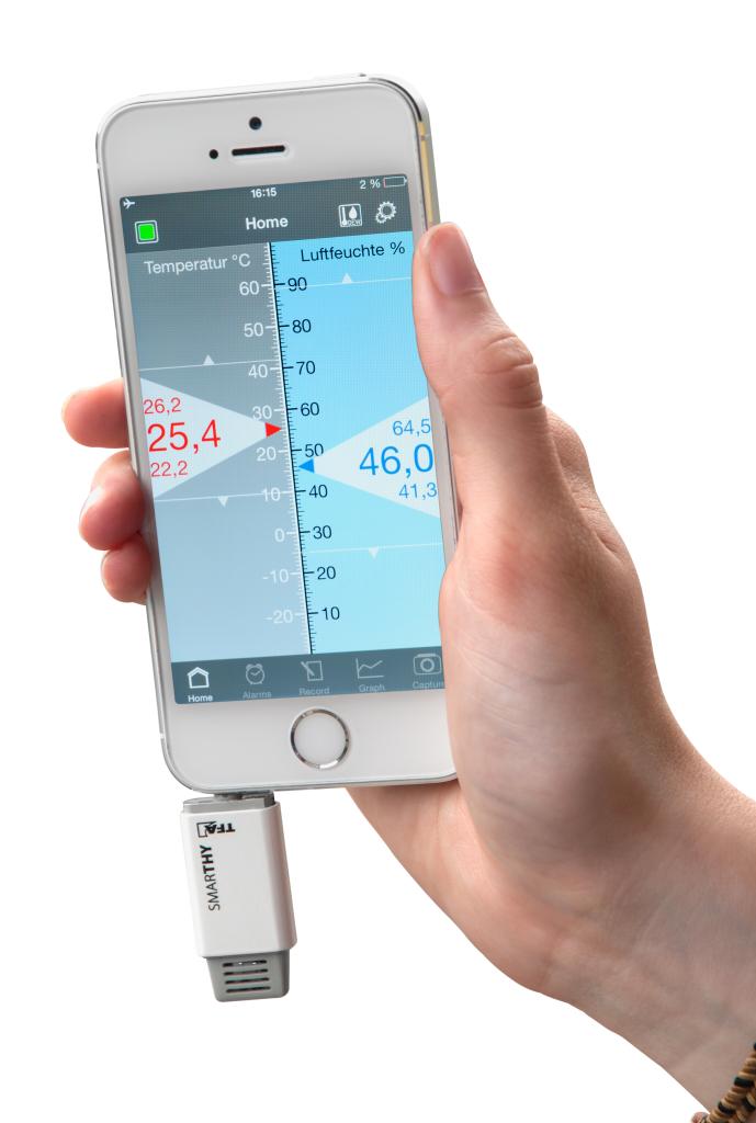 TFA Dostmann Smarthy ThermoHygrometer für Smartphones, Temperatur, Luftfeuchtigkeit, für IOS
