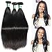 MSBEAUTY Brazilian Hair 3 Bundles 14 16 18 Inch 10A Virgin Unprocessed Straight Human Hair Bundles Natural Black Color Hair Weave