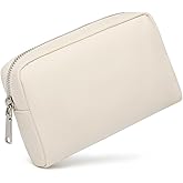 YONBEN Waterproof Makeup Bag Large Capacity Women's Classic Black Wash Bag Adjustable Partition Wash Bag Brush and Cosmetic Carrying Bag… (Creamy White)