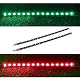 Ecosin® 2x Boat Navigation LED Lighting RED & GREEN Waterproof Marine LED Strips Great Roof Light For Cars