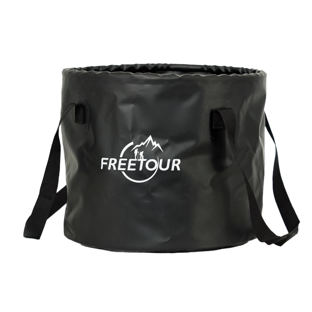 Photo 1 of Baiao Collapsible Bucket 5 Gallon, Portable Collapsible Bucket with Handle, Folding Water Container for Fishing Camping Beach Hiking Home Travel Car Washing(Black 20L)