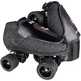 VNLA Stealth Jam Skates | Quad Roller Skates from Vanilla â€“ Indoor Speed Skates â€“ Denim and Leather â€“ for Tricks and Rhythm Skating (Matte Black)